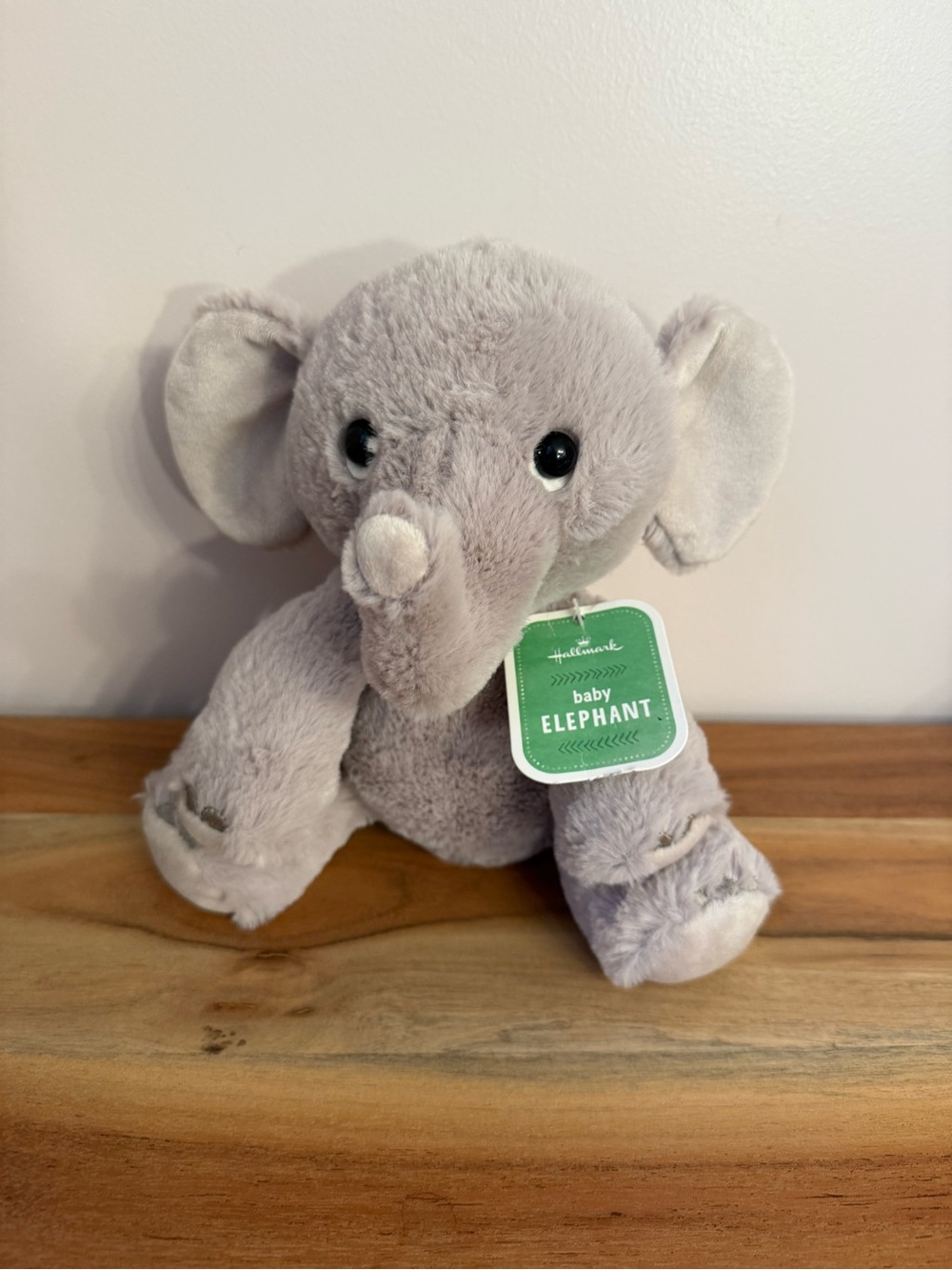 Hallmark Baby Elephant Stuffed Animal 8" Plush Soft Gray Fur fluffy tail